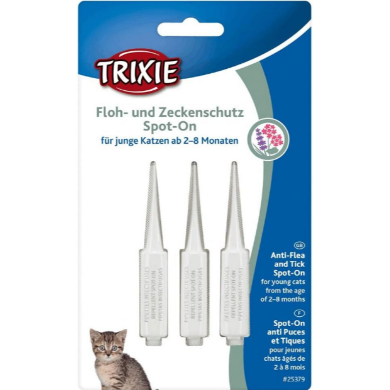 Trixie - Spot-On flea and tick protection, kitten 殺蚤除牛蜱滴劑 (幼貓,2-8 months) 3 × 0.6 ml