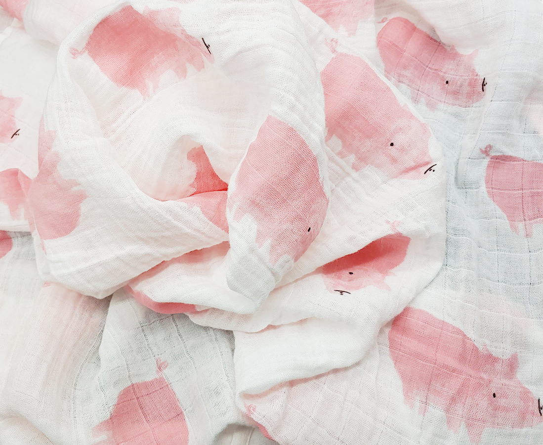 JOOWAA 嬰兒包巾 (粉紅豬) - SIZE 120CM X 120CM