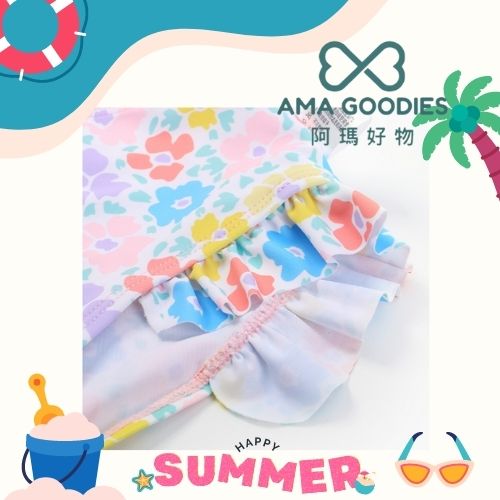 AMSW002P 粉紅小兔分體防曬泳衣(附送泳帽) 80-120 | 小公主必愛