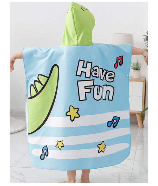 卡通浴巾連帽吸水沙灘巾(適合1.4米以下)-恐龍 Dino