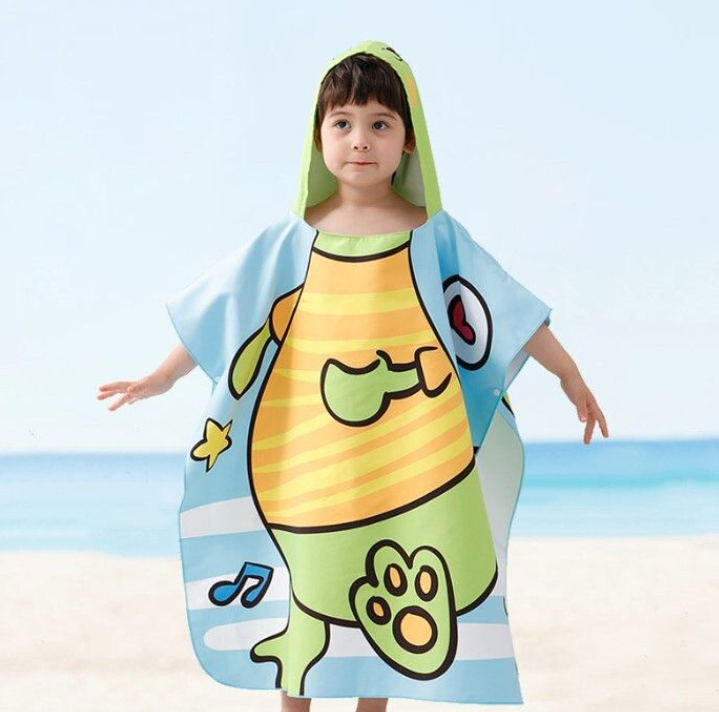 AMSW003 小童斗篷沙灘巾, 速乾衣-Dino恐龍