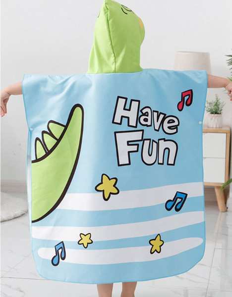 AMSW003 小童斗篷沙灘巾, 速乾衣-Dino恐龍