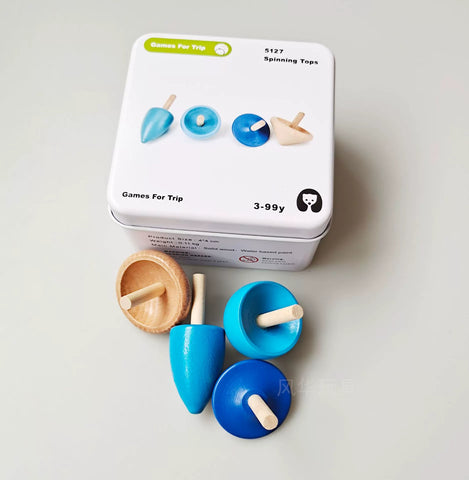 Games for Trip-木製手轉陀螺組（藍色系）(AMTY006)