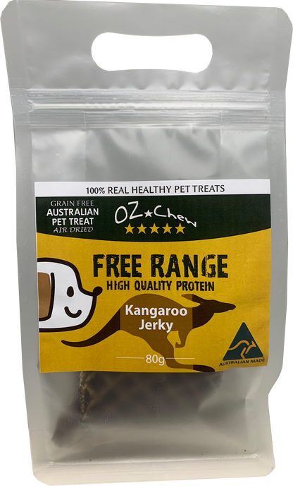 OZ Chew澳洲100%天然低溫乾燥寵物小食-Kangaroo Jerky袋鼠肉80g