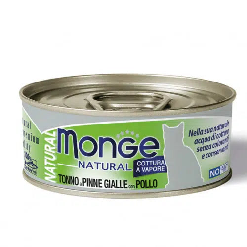 Monge Natural 吞拿魚貓罐 – 黃鰭吞拿魚雞肉80gx24(原盒) (MO7221)