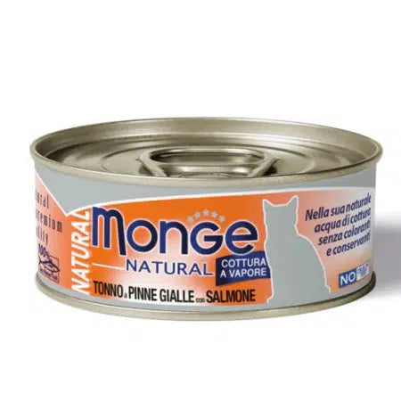 Monge Natural 吞拿魚貓罐 – 黃鰭吞拿魚三文魚80gx24(原盒) (MO7245)