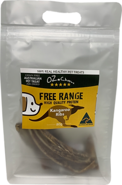 OZ Chew澳洲100%天然低溫乾燥寵物小食-Kangaroo Ribs袋鼠胸骨80g