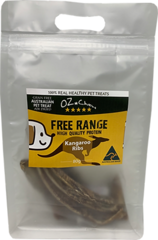 OZ Chew澳洲100%天然低溫乾燥寵物小食-Kangaroo Ribs袋鼠胸骨80g