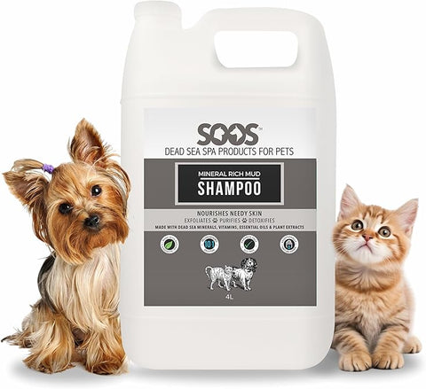 SOOS Pets Mineral Rich Mud Shampoo 豐富死海礦物泥寵物洗毛沖涼液 4L家庭裝 (貓狗適用)