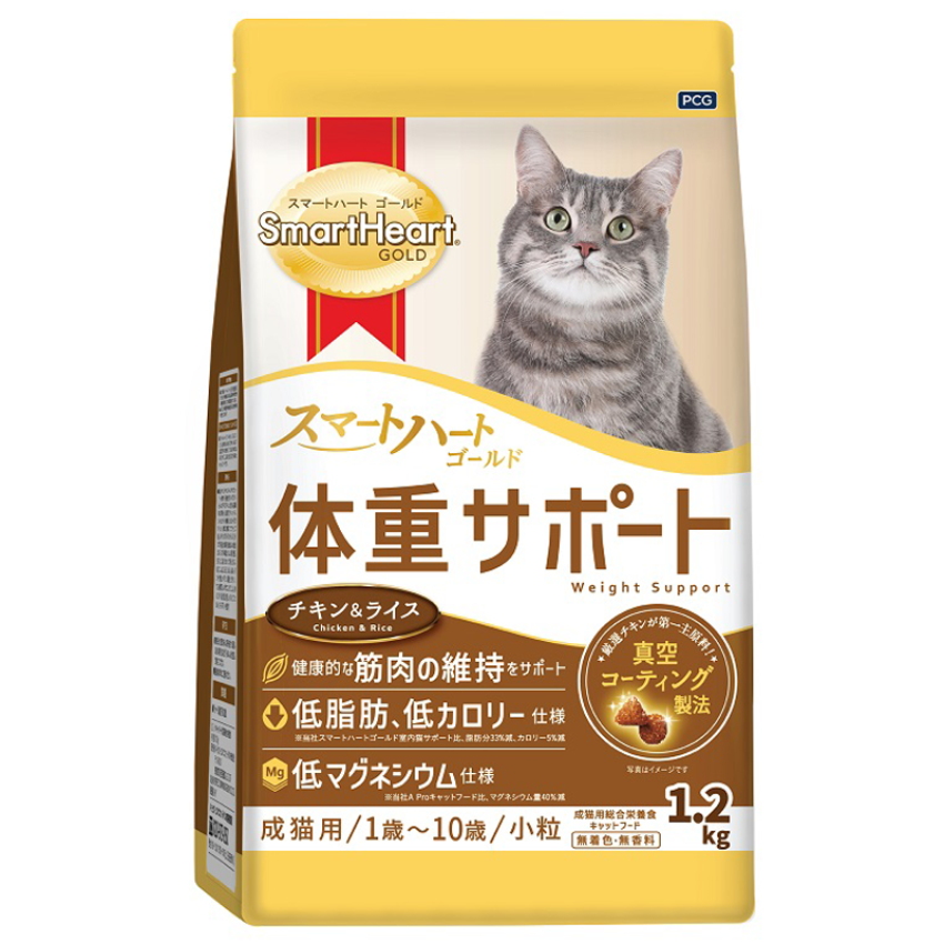 SmartHeart Gold貓用 金裝日版體重控制成貓配方貓乾糧 1.2kg