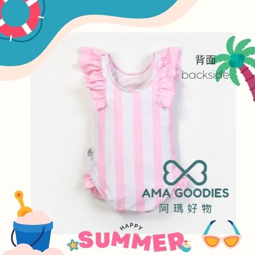 AMSW001P 粉紅兔兔連身泳衣(附送泳帽) 90-140 | 小公主必愛