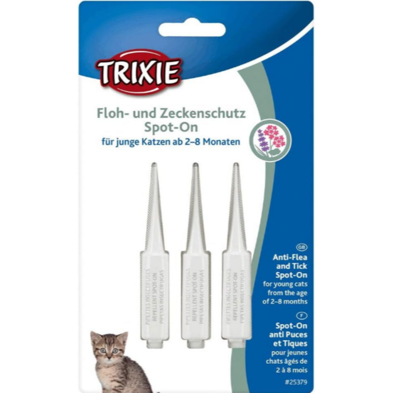 Trixie - Spot-On flea and tick protection, kitten  殺蚤除牛蜱滴劑 (幼貓,2-8 months) 3 × 0.6 ml