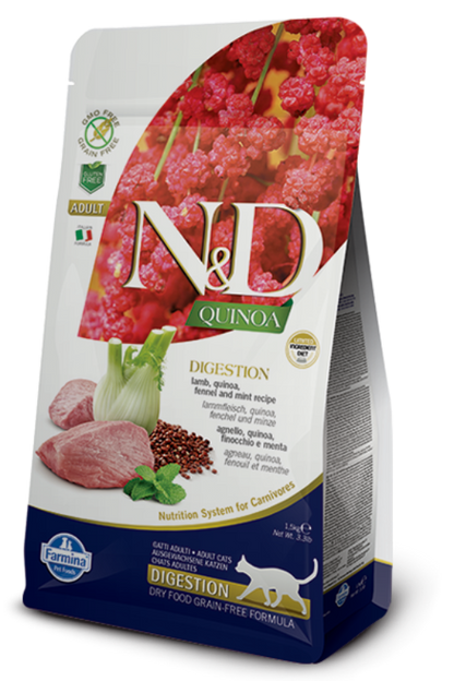 Farmina N&D Quinoa Functional Feline – Digestion Lamb 藜麥功能天然貓糧 – 羊肉 腸胃護理1.5kg