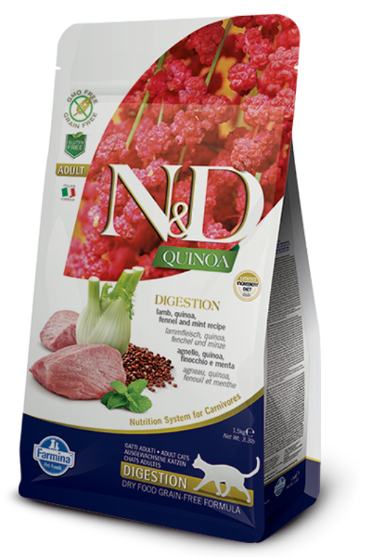 Farmina N&D Quinoa Functional Feline – Digestion Lamb 藜麥功能天然貓糧 – 羊肉 腸胃護理1.5kg