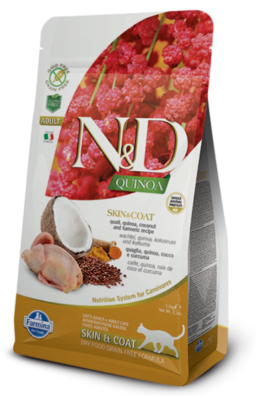 Farmina N&D Quinoa Functional Feline – SKIN & COAT QUAIL 藜麥功能天然貓糧 – 鵪鶉 皮膚護理