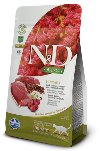 Farmina N&D Quinoa Functional Feline – Urinary Duck 藜麥功能天然貓糧 – 鴨肉 泌尿護理1.5kg