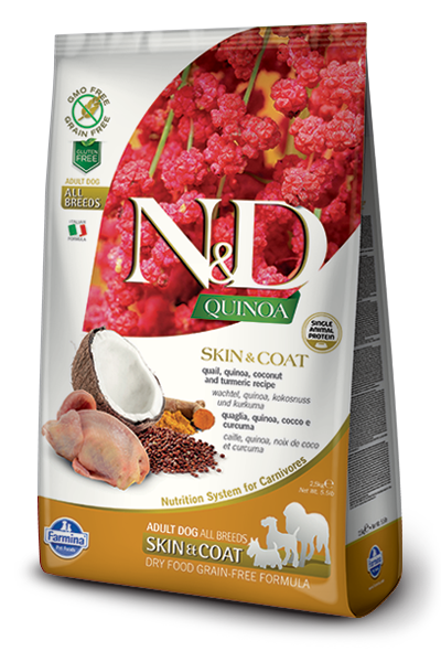 Farmina N&D Quinoa Functional Canine – SKIN & COAT QUAIL 藜麥功能天然狗糧 – 鵪鶉皮毛護理