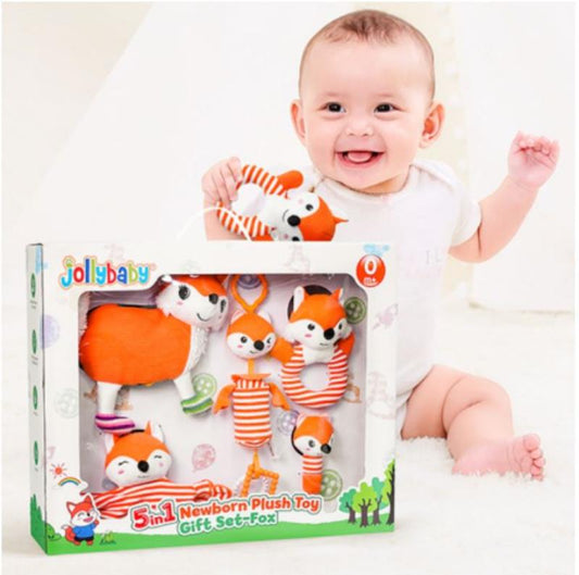 Jollybaby 5-in-1 Newborn Plush Toy Fox Gift Set 5合1嬰兒毛絨玩具禮盒