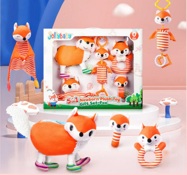Jollybaby 5-in-1 Newborn Plush Toy Fox Gift Set 5合1嬰兒毛絨玩具禮盒