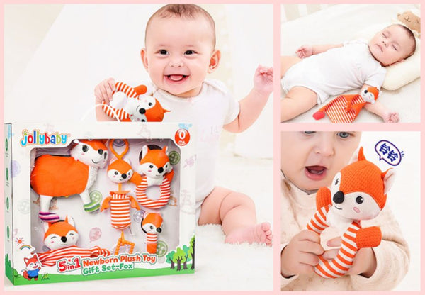 Jollybaby 5-in-1 Newborn Plush Toy Fox Gift Set 5合1嬰兒毛絨玩具禮盒