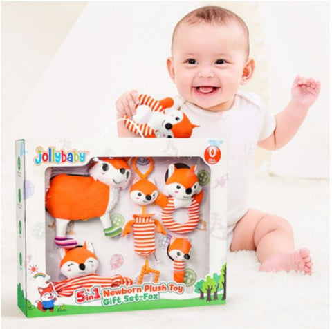 Jollybaby 5-in-1 Newborn Plush Toy Fox Gift Set 5合1嬰兒毛絨玩具禮盒
